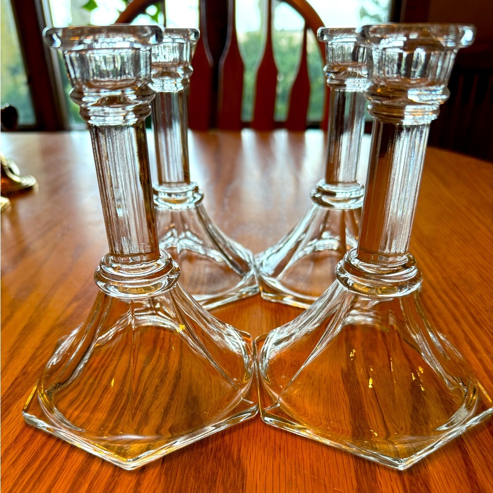 Set of 4 Vintage Crystal Candlestick Holders